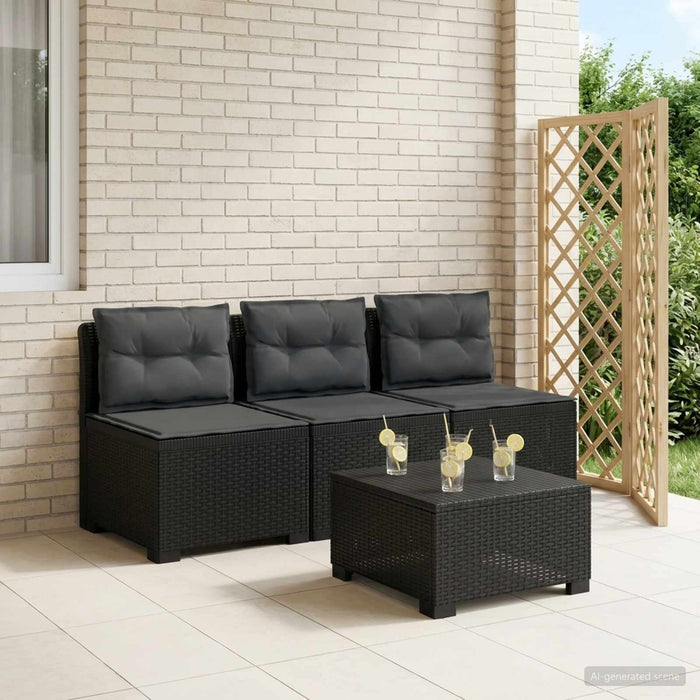 Sofa de grădină cu 3 locuri, cu perne, aspect de rattan PP WALTI