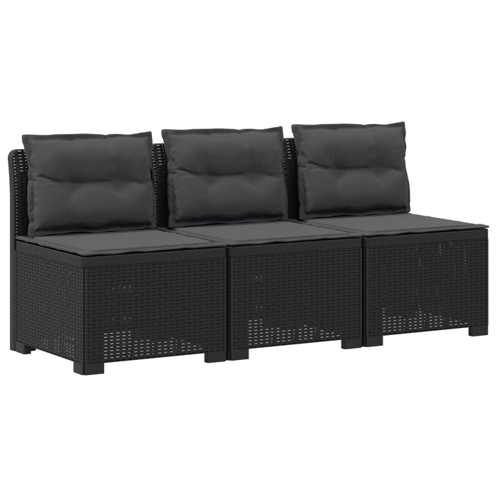 Sofa de grădină cu 3 locuri, cu perne, aspect de rattan PP WALTI
