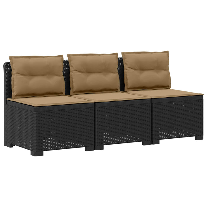 Sofa de grădină cu 3 locuri, cu perne, aspect de rattan PP WALTI
