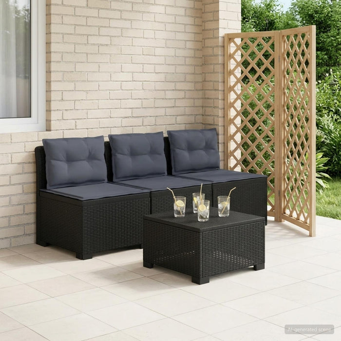 Sofa de grădină cu 3 locuri, cu perne, aspect de rattan PP WALTI