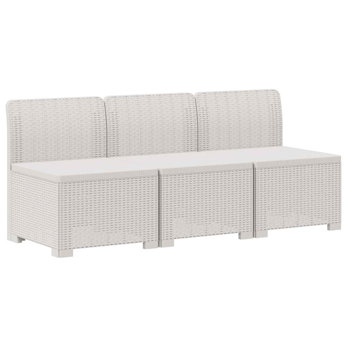 Sofa de grădină cu 3 locuri, cu perne, aspect de rattan PP Alb WALTI