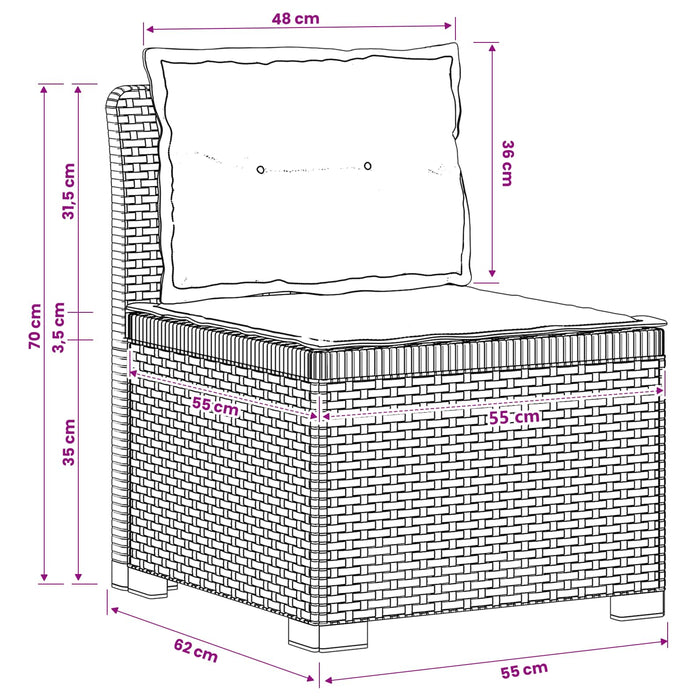 Sofa de grădină cu 3 locuri, cu perne, aspect de rattan PP Alb WALTI