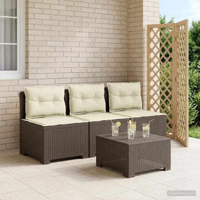 Sofa de grădină cu 3 locuri, cu perne, aspect de rattan PP WALTI
