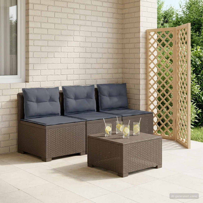Sofa de grădină cu 3 locuri, cu perne, aspect de rattan PP WALTI