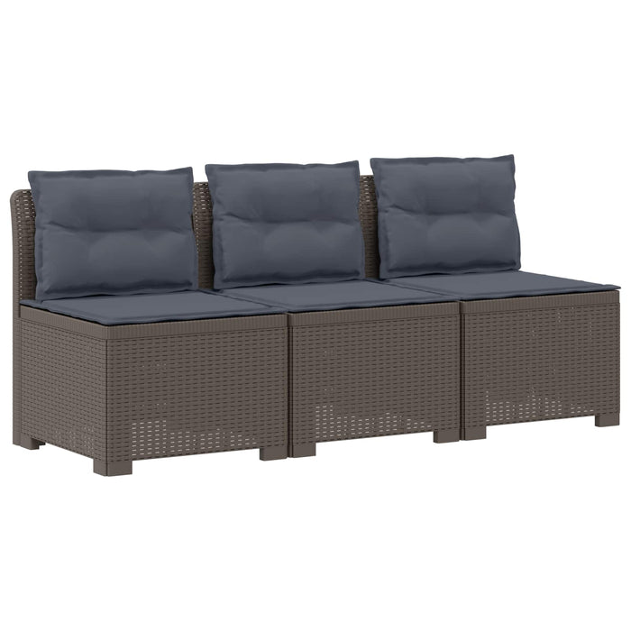 Sofa de grădină cu 3 locuri, cu perne, aspect de rattan PP WALTI