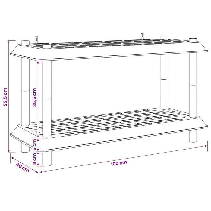 Unitate de rafturi 2 niveluri 100 x 40 x 55,5 cm PP Gri deschis WALTI