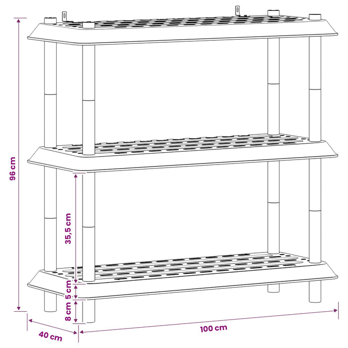 Unitate de rafturi 3 niveluri 100 x 40 x 96 cm PP Alb WALTI