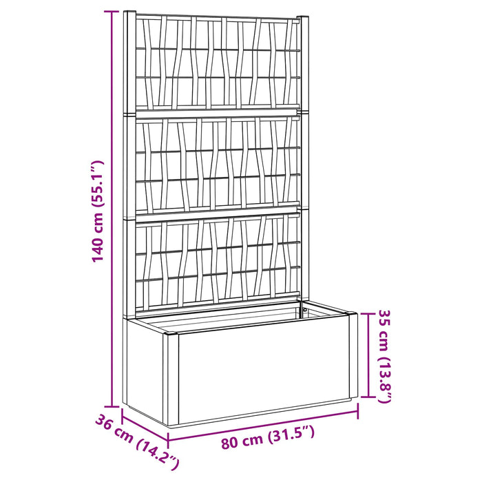Ghiveci de grădină cu trellis Maro 80 x 36 x 140 cm PP - WALTI WALTI