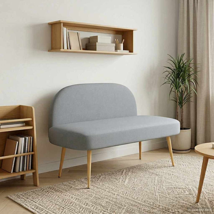 Bancă tapițată cu spătar Gri deschis 110 x 60 x 76 cm Poliester WALTI