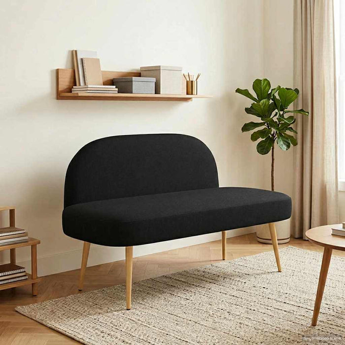 Bancă tapițată cu spătar Negru 110 x 60 x 76 cm Poliester WALTI