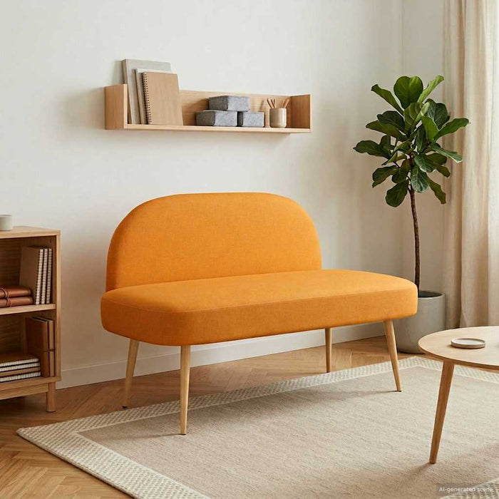Bancă tapițată cu spătar Galben închis 110 x 60 x 76 cm - WALTI WALTI