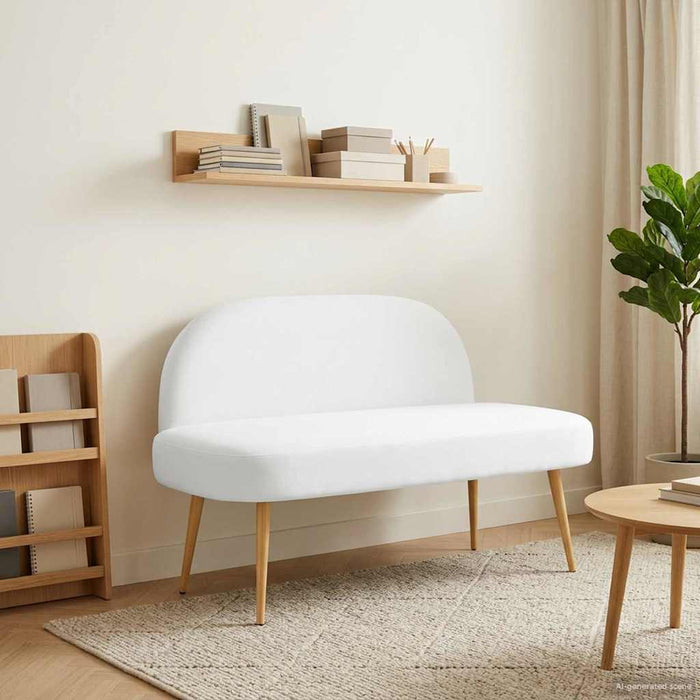 Bancă tapițată cu spătar Alb 110 x 60 x 76 cm Poliester - WALTI WALTI
