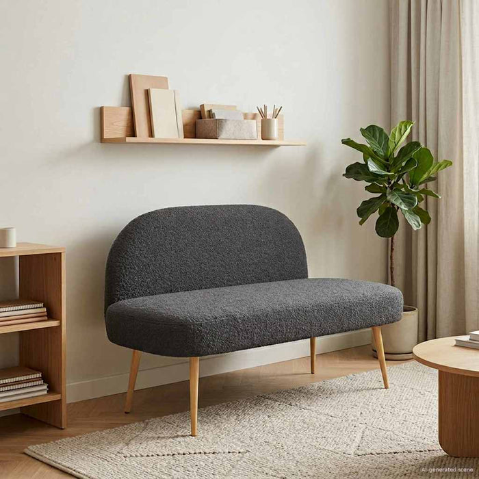 Bancă tapițată cu spătar Gri închis 110 x 60 x 76 cm Bouclé WALTI