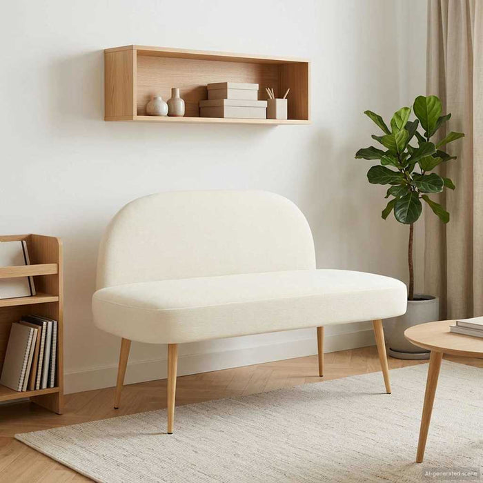 Bancă tapițată cu spătar Crem 110 x 60 x 76 cm WALTI