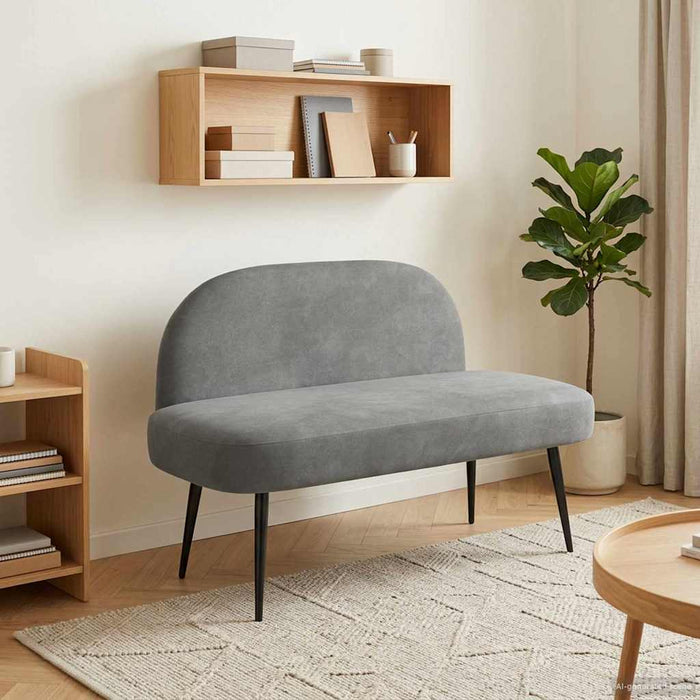 Bancă tapițată cu spătar Gri închis 110 x 60 x 76 cm Catifea WALTI