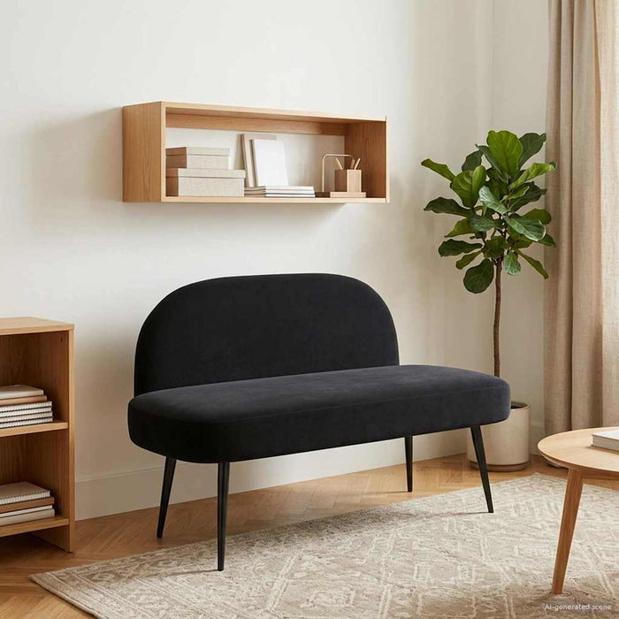 Bancă tapițată cu spătar Negru 110 x 60 x 76 cm Catifea - WALTI WALTI