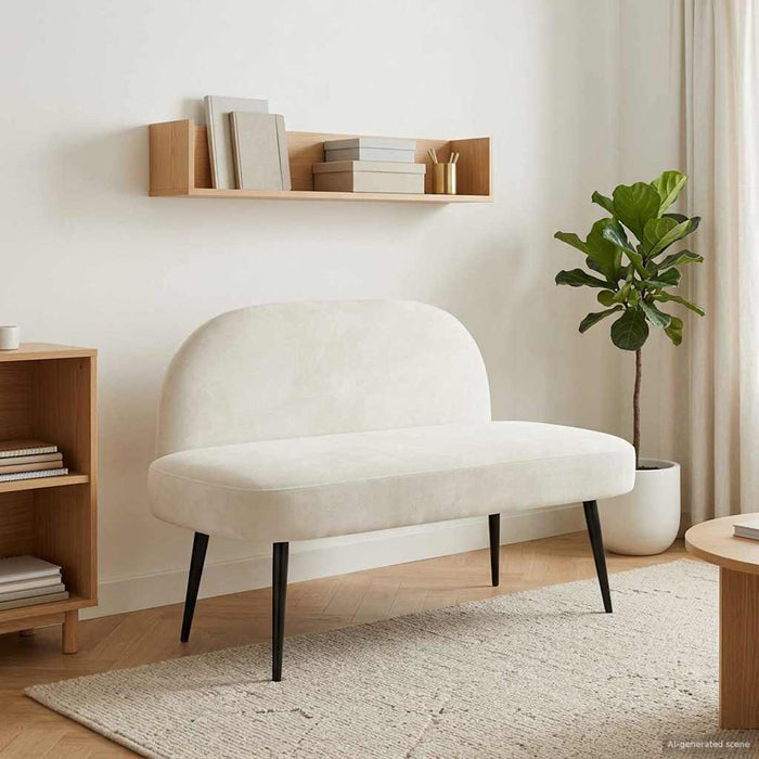 Bancă tapițată cu spătar Crem 110 x 60 x 76 cm Catifea WALTI