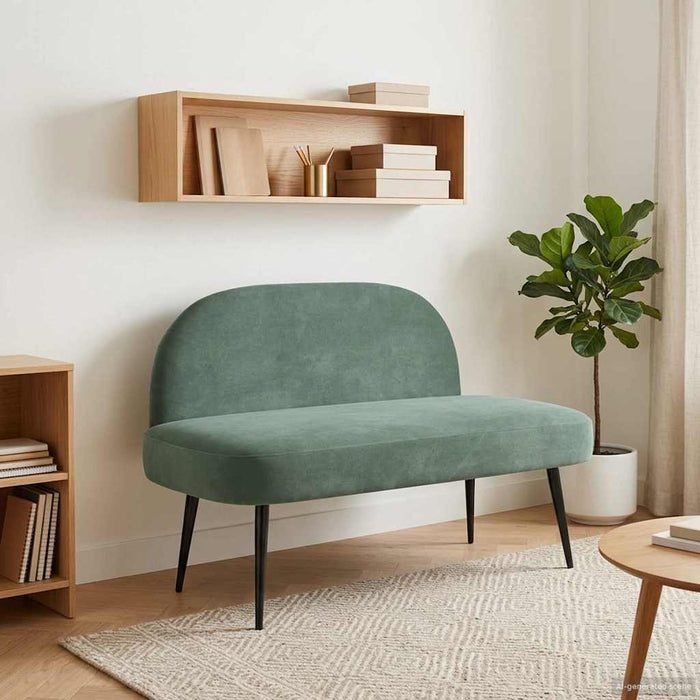 Bancă tapițată cu spătar verde-albăstriu 110 x 60 x 76 cm WALTI