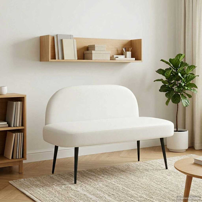 Bancă tapițată cu spătar Alb 110 x 60 x 76 cm Piele artificială WALTI