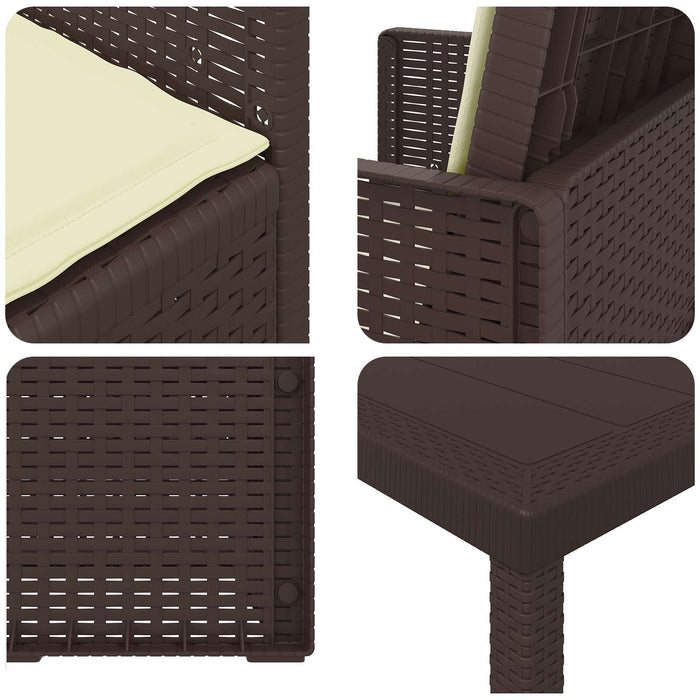 Set de masă pentru grădină cu pernă 3 pcs Maro și Crem PP - WALTI WALTI