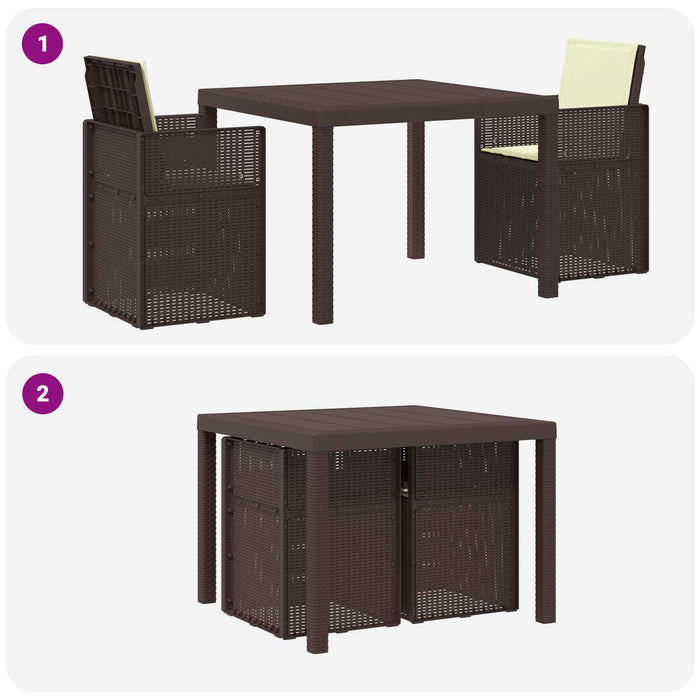 Set de masă pentru grădină cu pernă 3 pcs Maro și Crem PP - WALTI WALTI