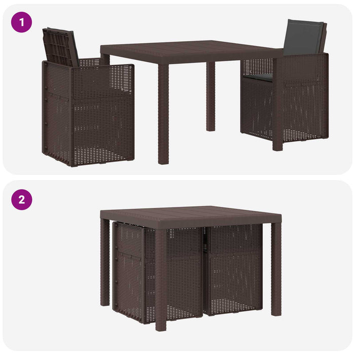 Set de masă pentru grădină cu pernă 3 pcs Maro și Antracit PP - WALTI WALTI
