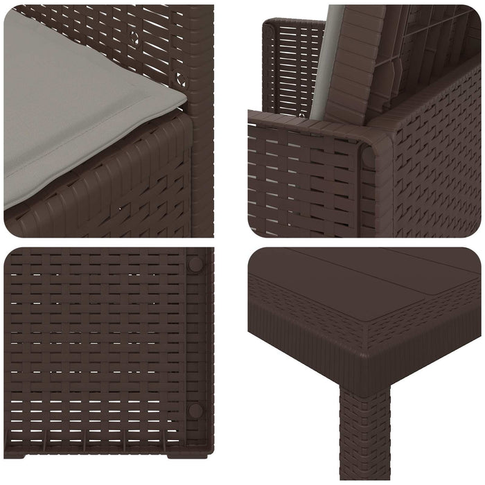 Set de masă pentru grădină 3 pcs Maro și gri deschis PP - WALTI WALTI