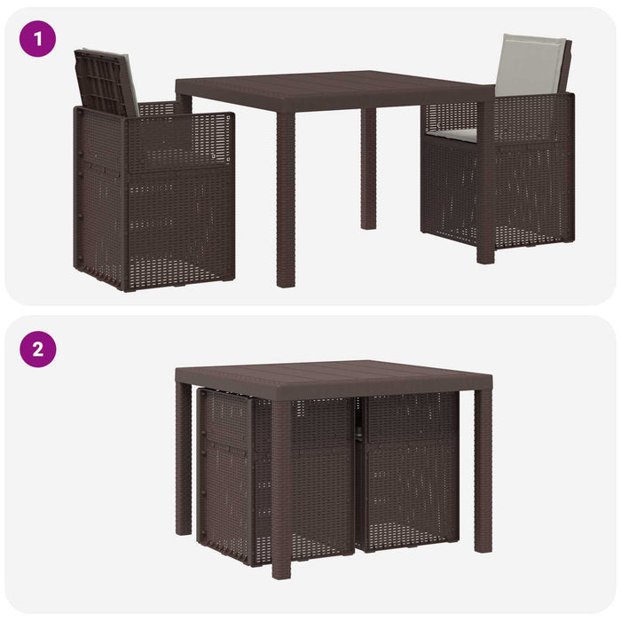 Set de masă pentru grădină 3 pcs Maro și gri deschis PP - WALTI WALTI