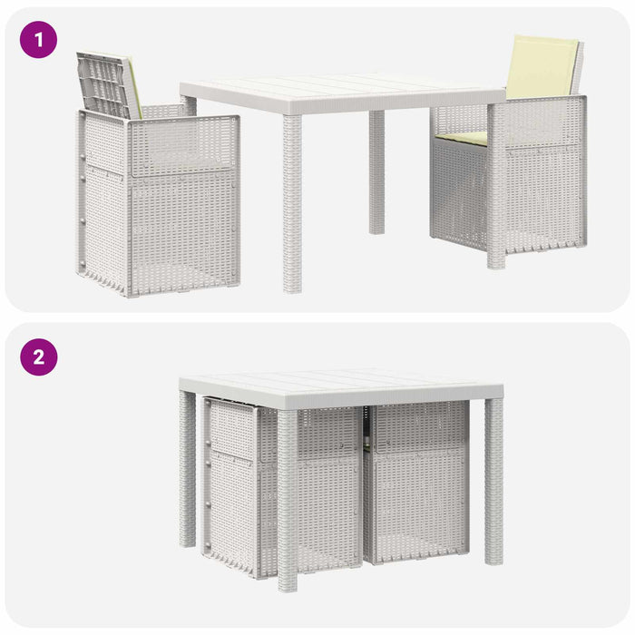 Set de masă pentru grădină 3 buc. Alb și crem PP WALTI