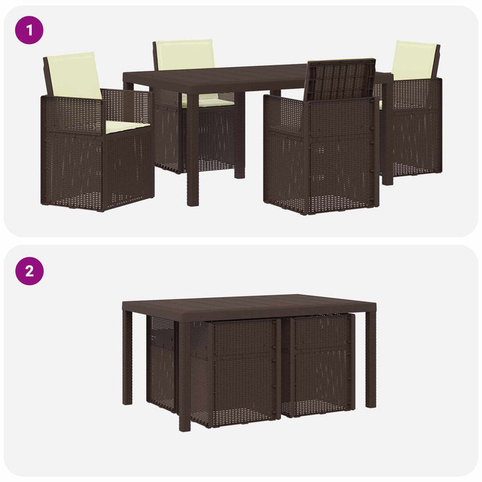 Set de masă pentru grădină cu pernă 5 pcs Maro și Crem PP - WALTI WALTI