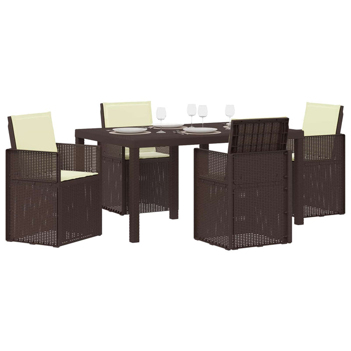 Set de masă pentru grădină cu pernă 5 pcs Maro și Crem PP - WALTI WALTI