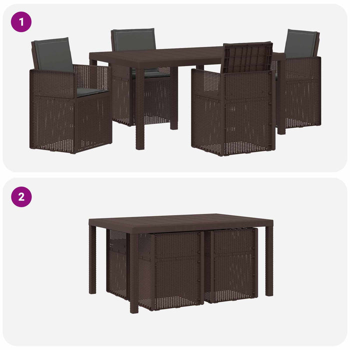 Set de masă pentru grădină cu pernă 5 pcs Maro și Antracit PP - WALTI WALTI