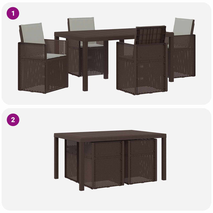 Set de masă pentru grădină 5 pcs Maro și gri deschis PP - WALTI WALTI