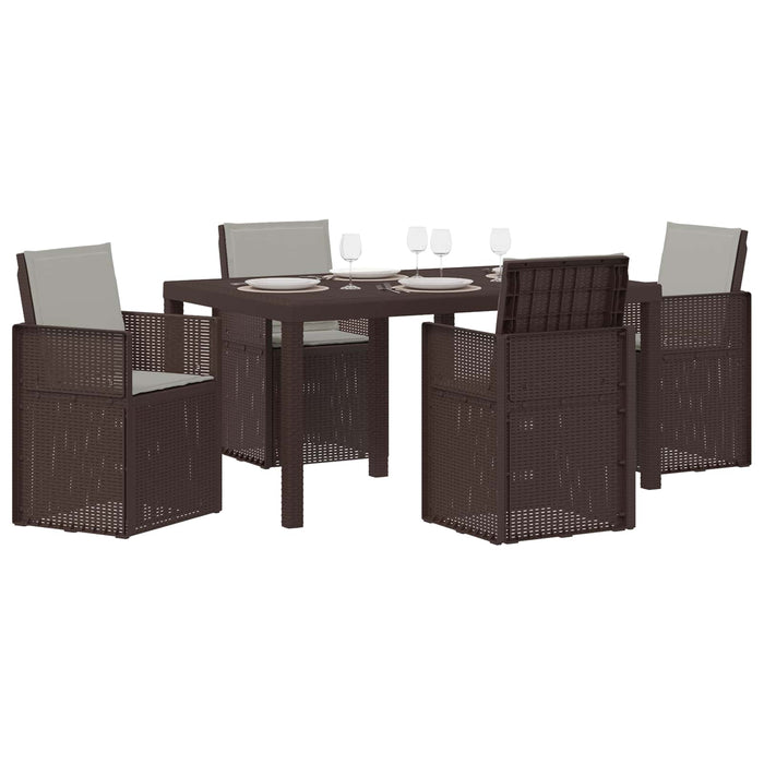 Set de masă pentru grădină 5 pcs Maro și gri deschis PP - WALTI WALTI