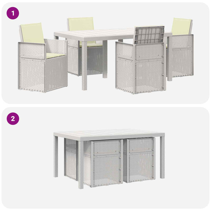 Set de masă pentru grădină 5 buc. Alb și crem PP - WALTI WALTI
