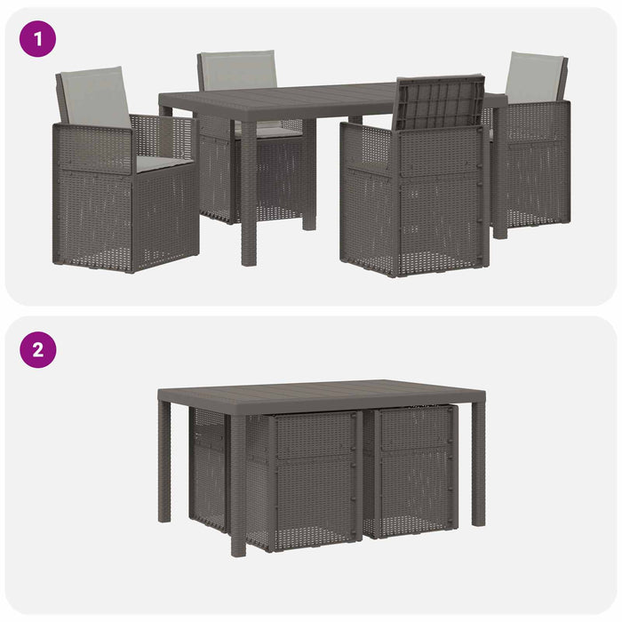 Set de masă pentru grădină 5 buc. Gri deschis PP - WALTI WALTI