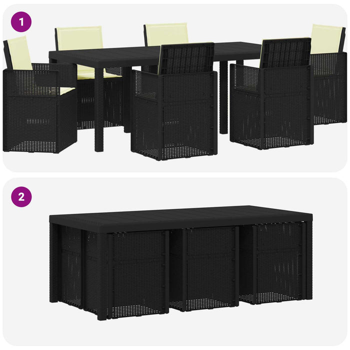 Set de masă pentru grădină cu pernă 7 pcs Antracit și crem PP - WALTI WALTI