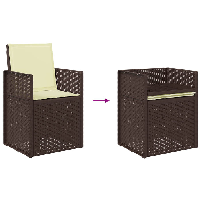Set de masă pentru grădină cu pernă 7 pcs Maro și Crem PP - WALTI WALTI