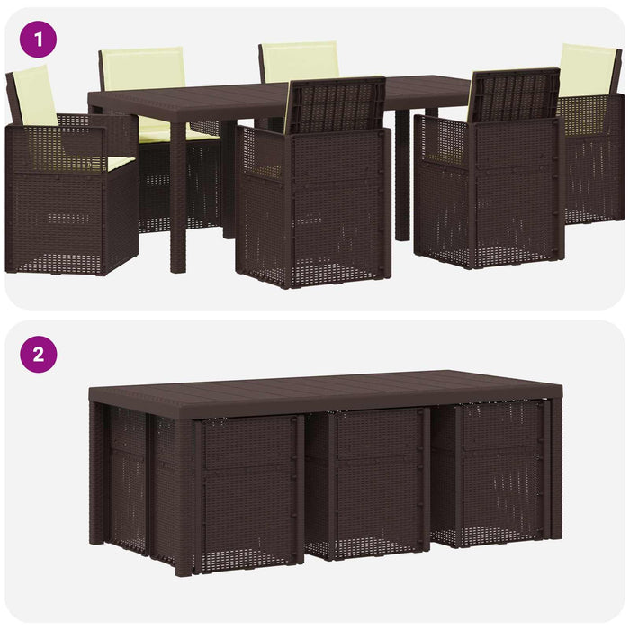 Set de masă pentru grădină cu pernă 7 pcs Maro și Crem PP - WALTI WALTI