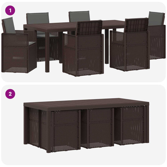 Set de masă pentru grădină cu pernă 7 pcs Maro și Antracit PP - WALTI WALTI