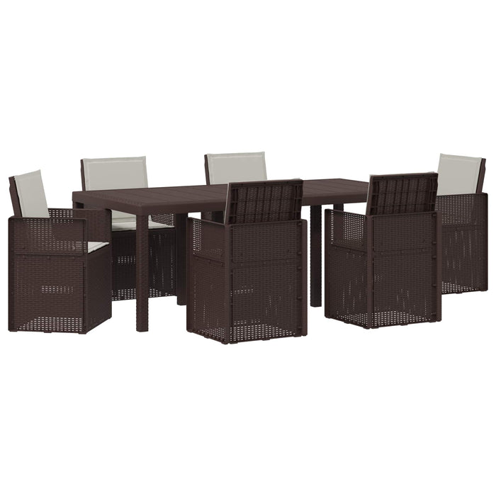Set de masă pentru grădină 7 pcs Maro și gri deschis PP - WALTI WALTI