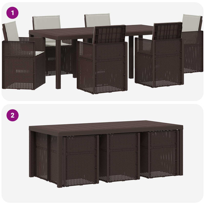 Set de masă pentru grădină 7 pcs Maro și gri deschis PP - WALTI WALTI
