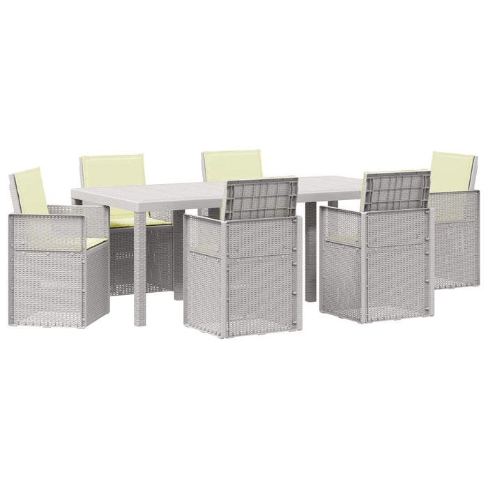 Set de masă pentru grădină cu pernă 7 pcs Alb și crem PP - WALTI WALTI