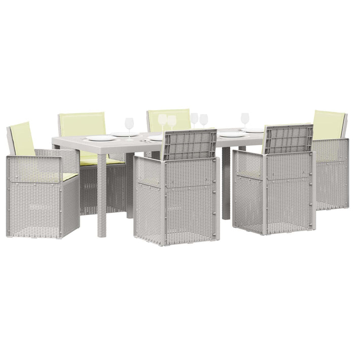 Set de masă pentru grădină cu pernă 7 pcs Alb și crem PP - WALTI WALTI