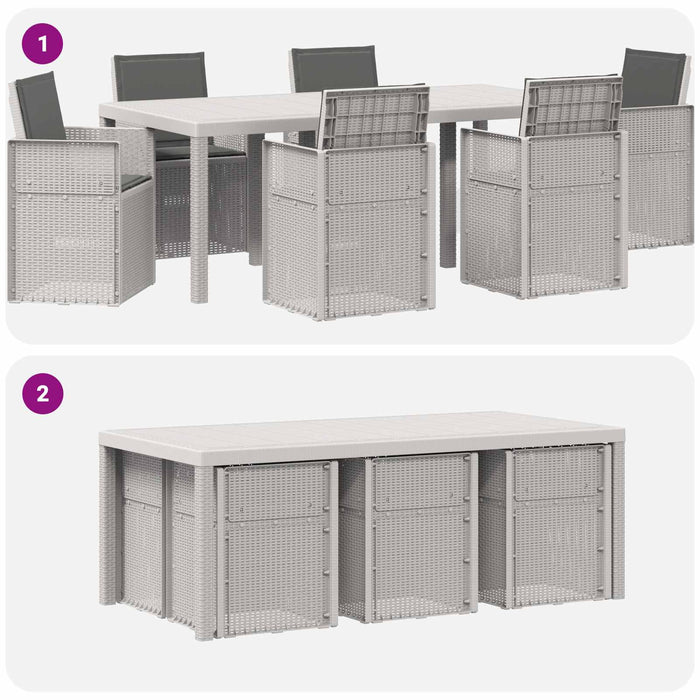 Set de masă pentru grădină cu pernă 7 pcs Alb și antracit PP - WALTI WALTI