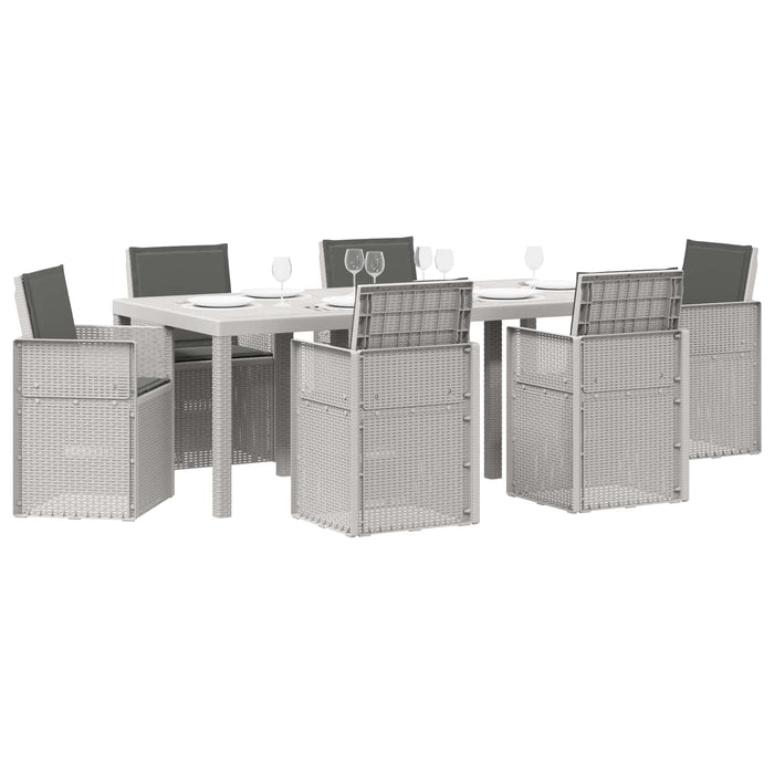 Set de masă pentru grădină cu pernă 7 pcs Alb și antracit PP - WALTI WALTI