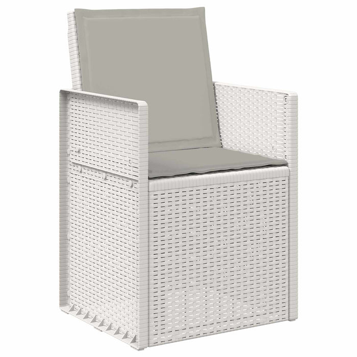 Set de masă pentru grădină cu pernă 7 pcs Alb și gri deschis PP - WALTI WALTI