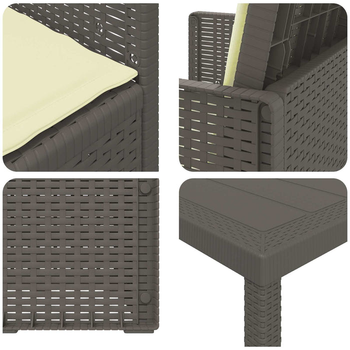 Set de masă pentru grădină 7 pcs Gri deschis și Crem PP - WALTI WALTI