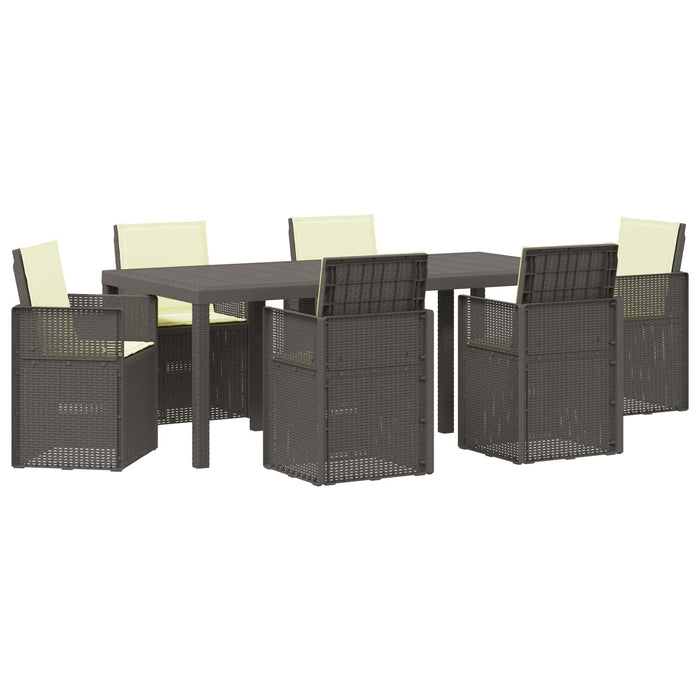 Set de masă pentru grădină 7 pcs Gri deschis și Crem PP - WALTI WALTI