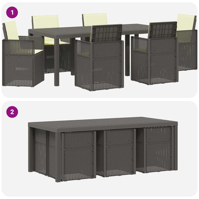 Set de masă pentru grădină 7 pcs Gri deschis și Crem PP - WALTI WALTI